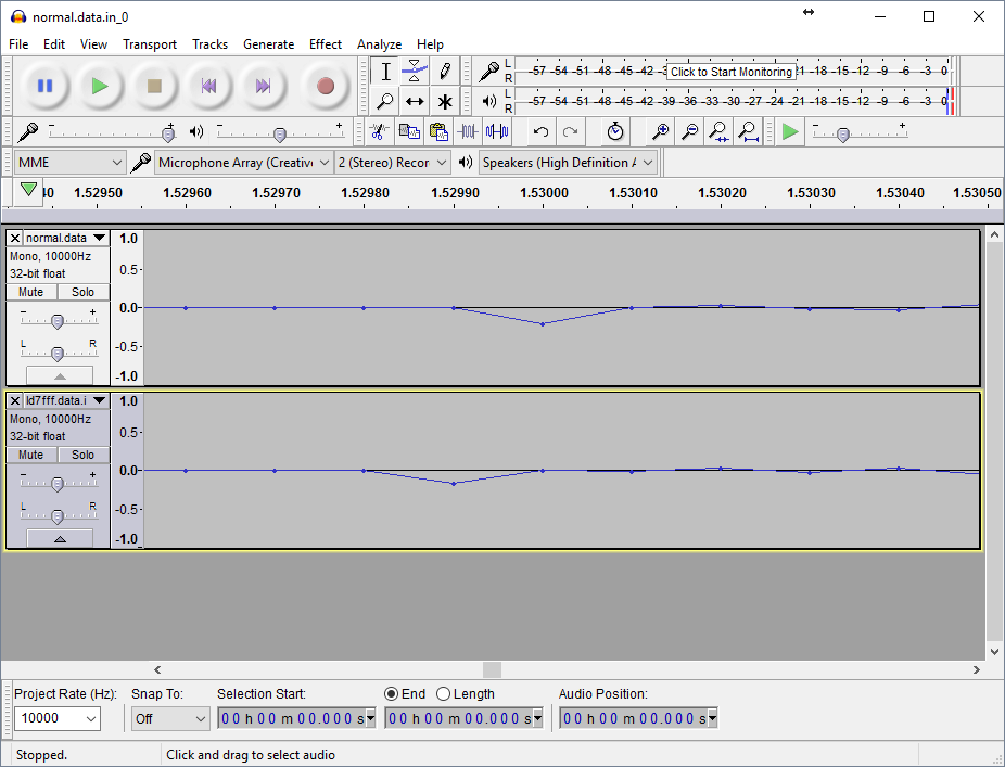 Software and hardware generated voice samples misaligned in time domain.